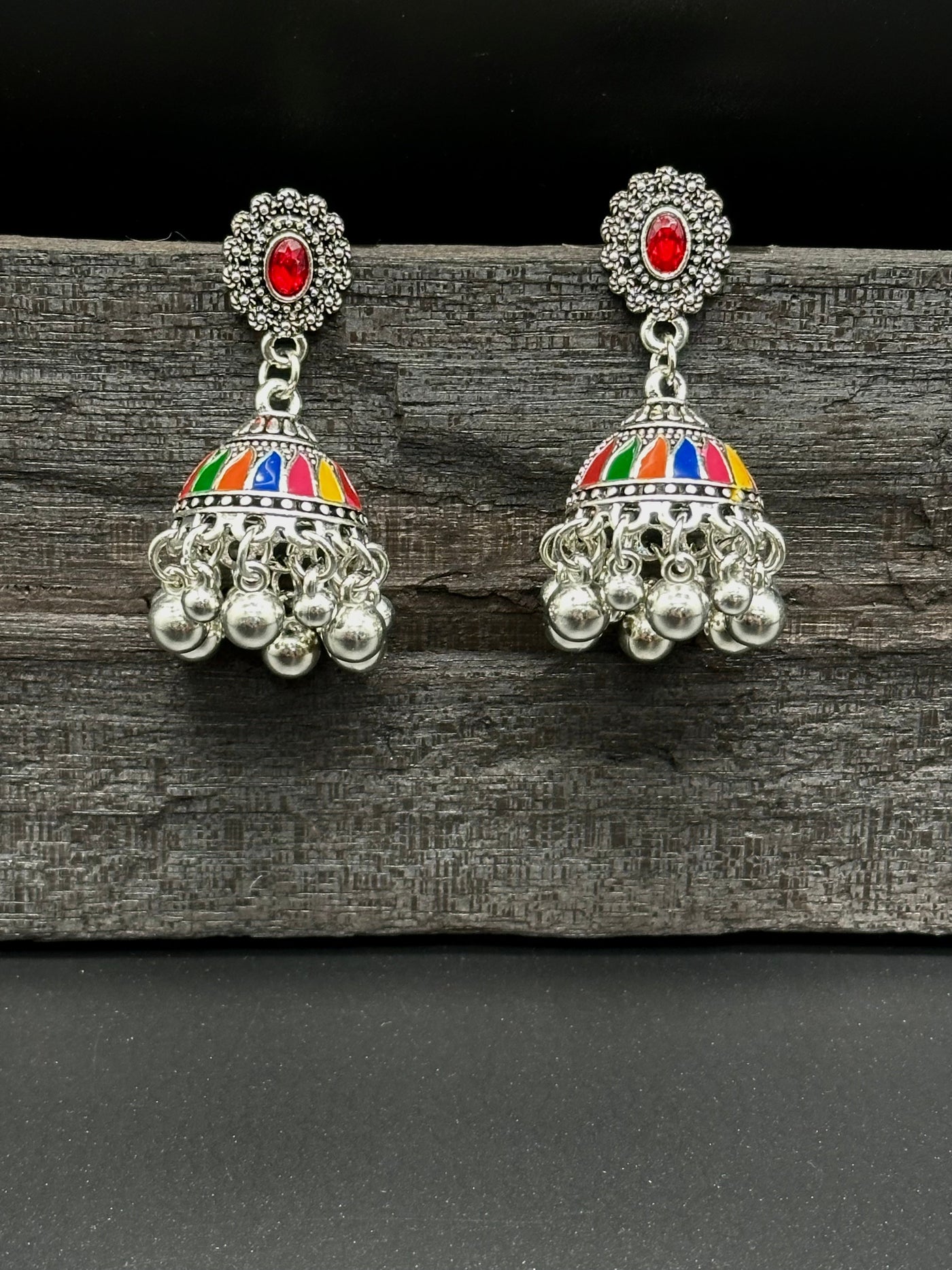 Multi colour beads jhumka