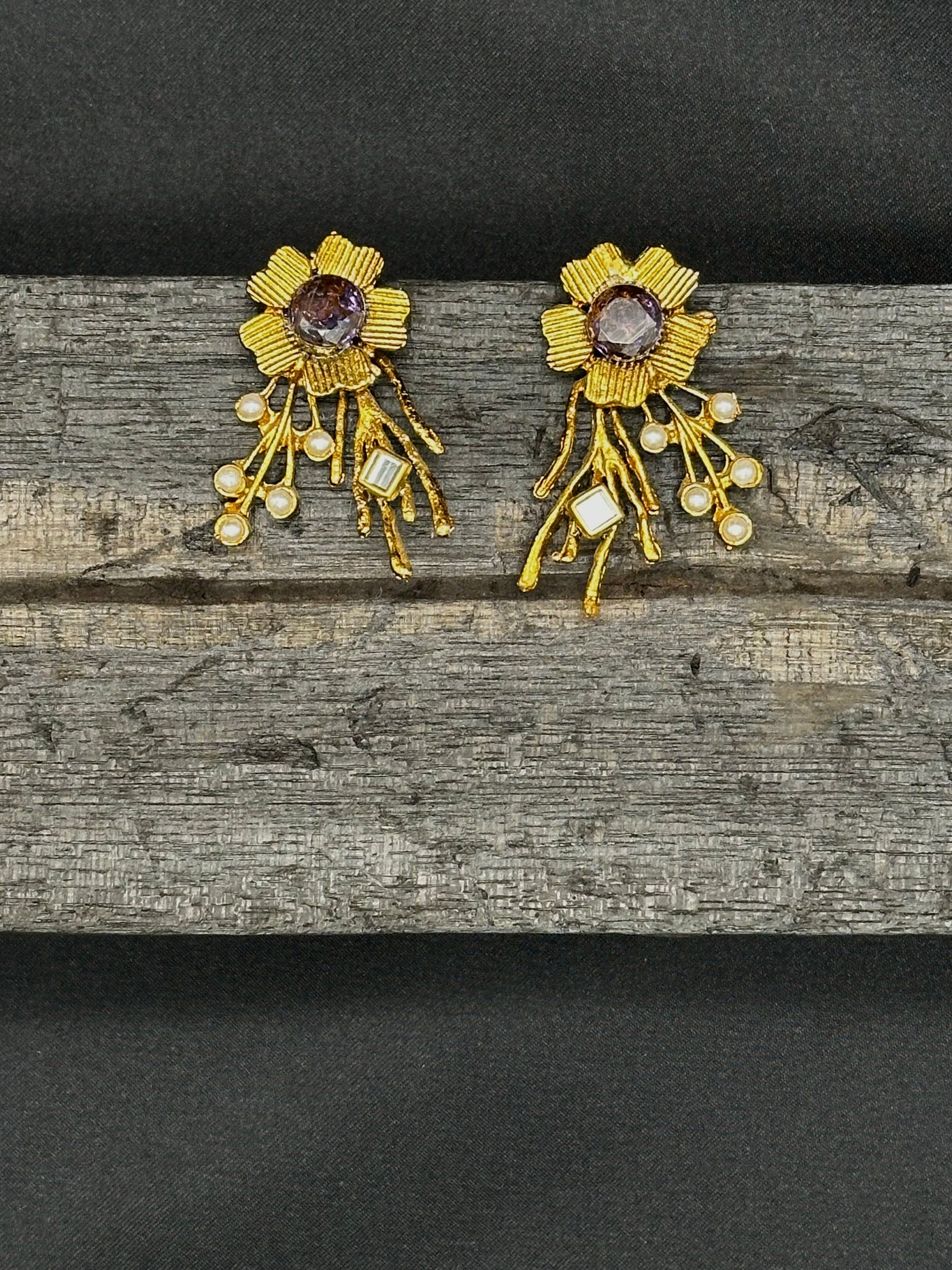 Turkish purple flower earrings