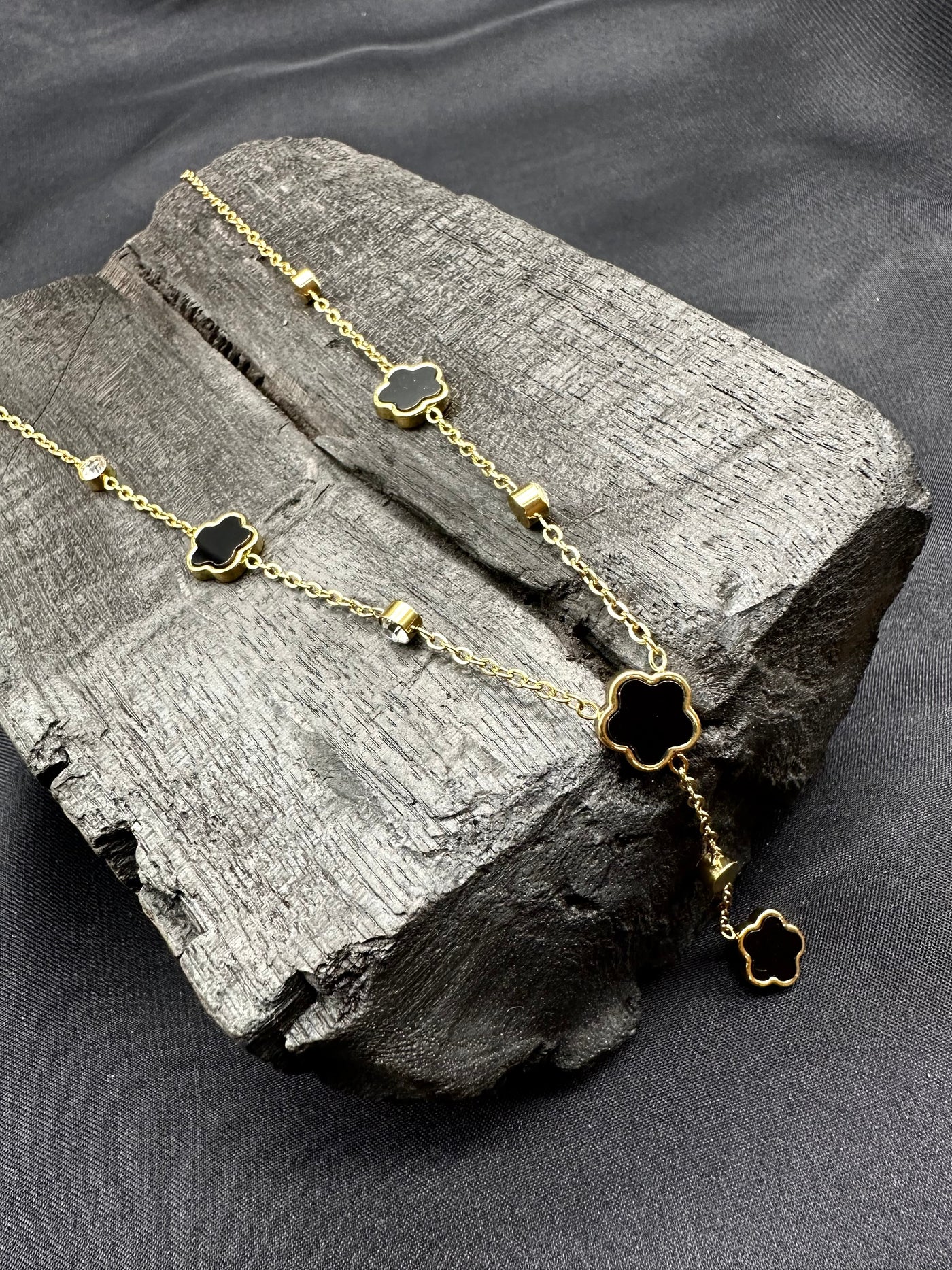 Black clover stainless steel necklace