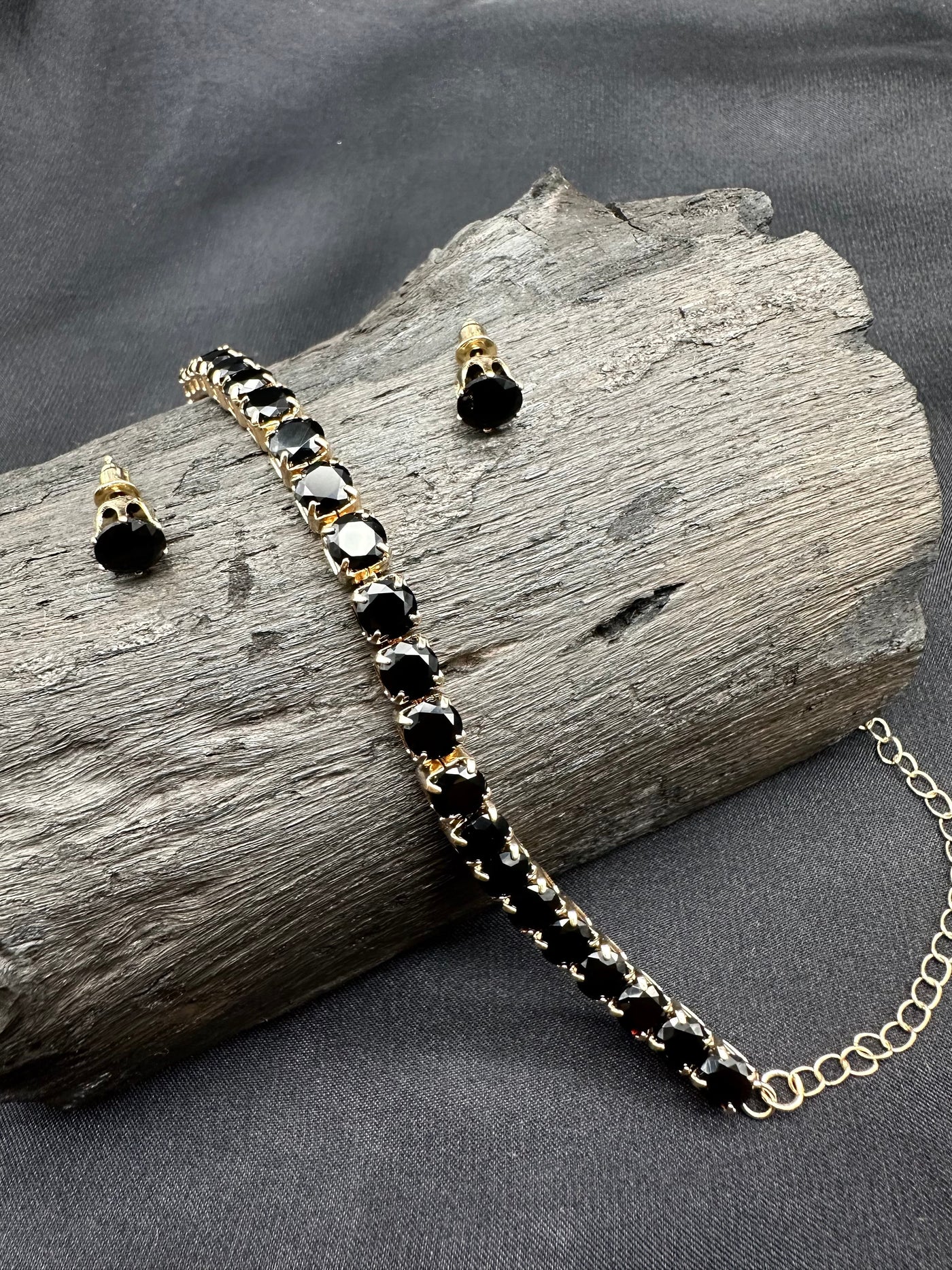 Lab created black necklace set