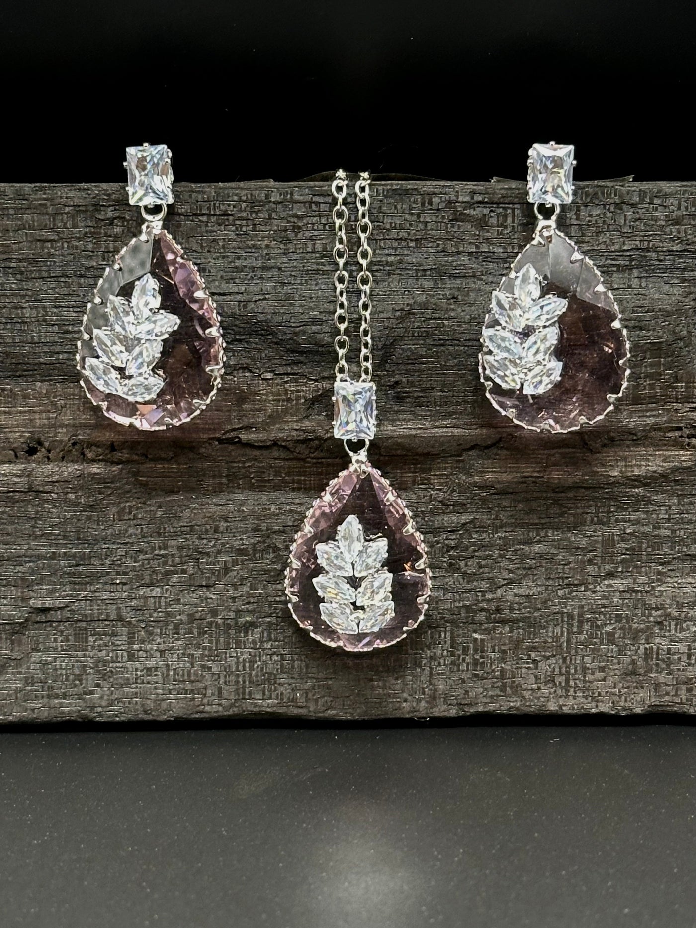 Water drop crystal necklace set