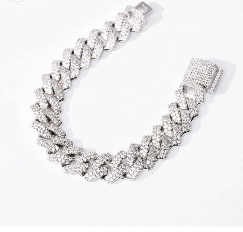 Iced out Cuban Prong Bracelet